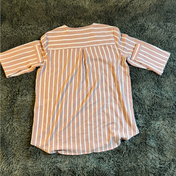 Adrianna Papell peach and white striped long sleeve blouse size small - Picture 8 of 8